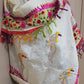 Hand Embroidered Tussar Silk Kantha Scarf/dupatta very elegant cream colour with multicolour thread kantha work