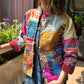 Indian Handmade Kantha Reversible Short Length  All Season Bohemian Jacket multicolour suitable in summer