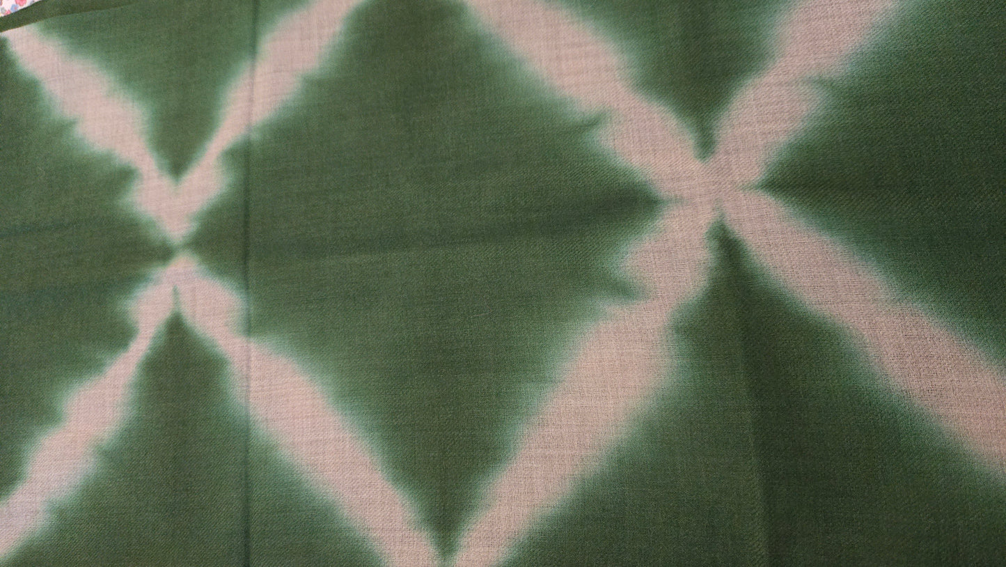 Hand painted  olive green tie and dye Pashmina Wool  Scarf/Shawl made by artisans