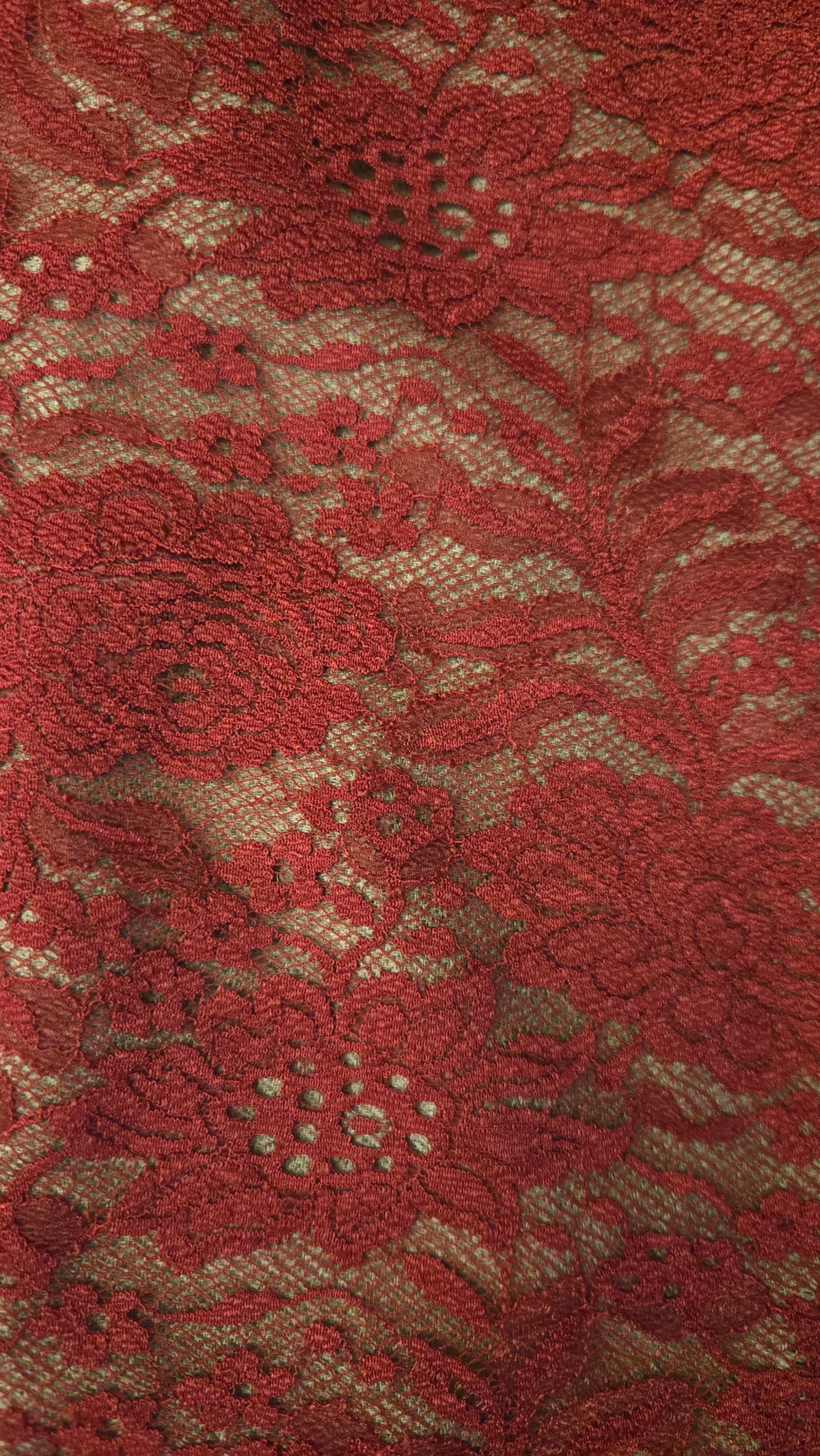 Semi Pashmina Stole with Net Lace Border | Handwoven Artisan Made Luxury Shawl in Red & Brown