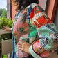 Indian Handmade Kantha Reversible Short Length  All Season Bohemian Jacket summer  colour of light green and pink