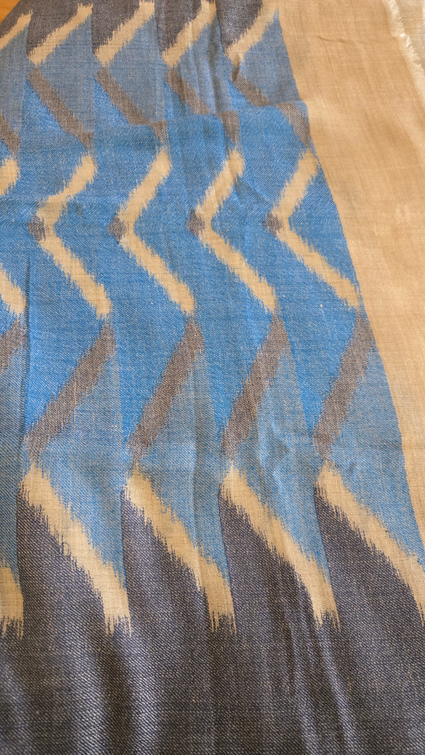 Indian artisan made ikkat design Pashmina Wool  Scarf/Shawl