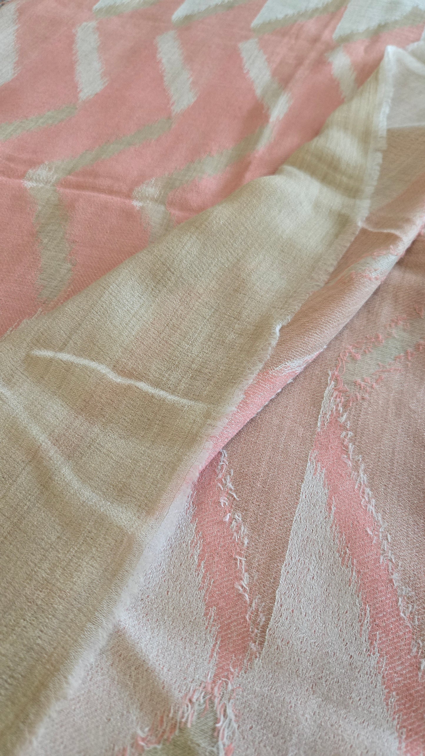 Indian ikkat design Pashmina Wool  Scarf/Shawl made by artisans