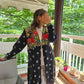 Black Cotton bandhej and patchwork Shrug with hand Embroidery, Long Embroidered  fusion wear for Women