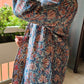 Indian Handmade Kantha Reversible long Length  All Season Bohemian Jacket  in blue  and rainbow colours floral print jacket