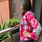 Indian Handmade Kantha Reversible Short Length  All Season Bohemian Jacket Ikkat print Pink/Blue
