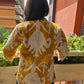 Indian Handmade Kantha Reversible Short Length  All Season Bohemian Jacket Ikkat print black/ mustard