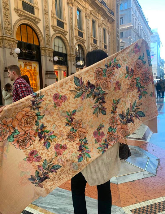 Handmade shawl pashmina women shawl enriched with art of Indian handpainted  embroidery/soft cashmere scarf perfect gift for your loved ones