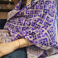 Handmade elegant Phulakari dupatta in purple colour thread work in pure cotton base traditionally made by rural Indian women of Punjab India