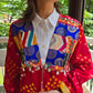 Red Cotton bandhej and patchwork Shrug with hand Embroidery, Long Embroidered  fusion wear for Women