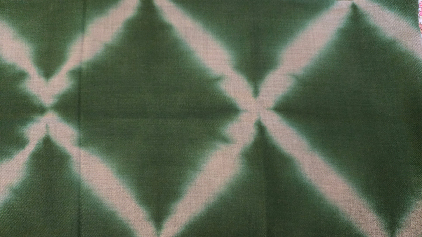 Hand painted  olive green tie and dye Pashmina Wool  Scarf/Shawl made by artisans