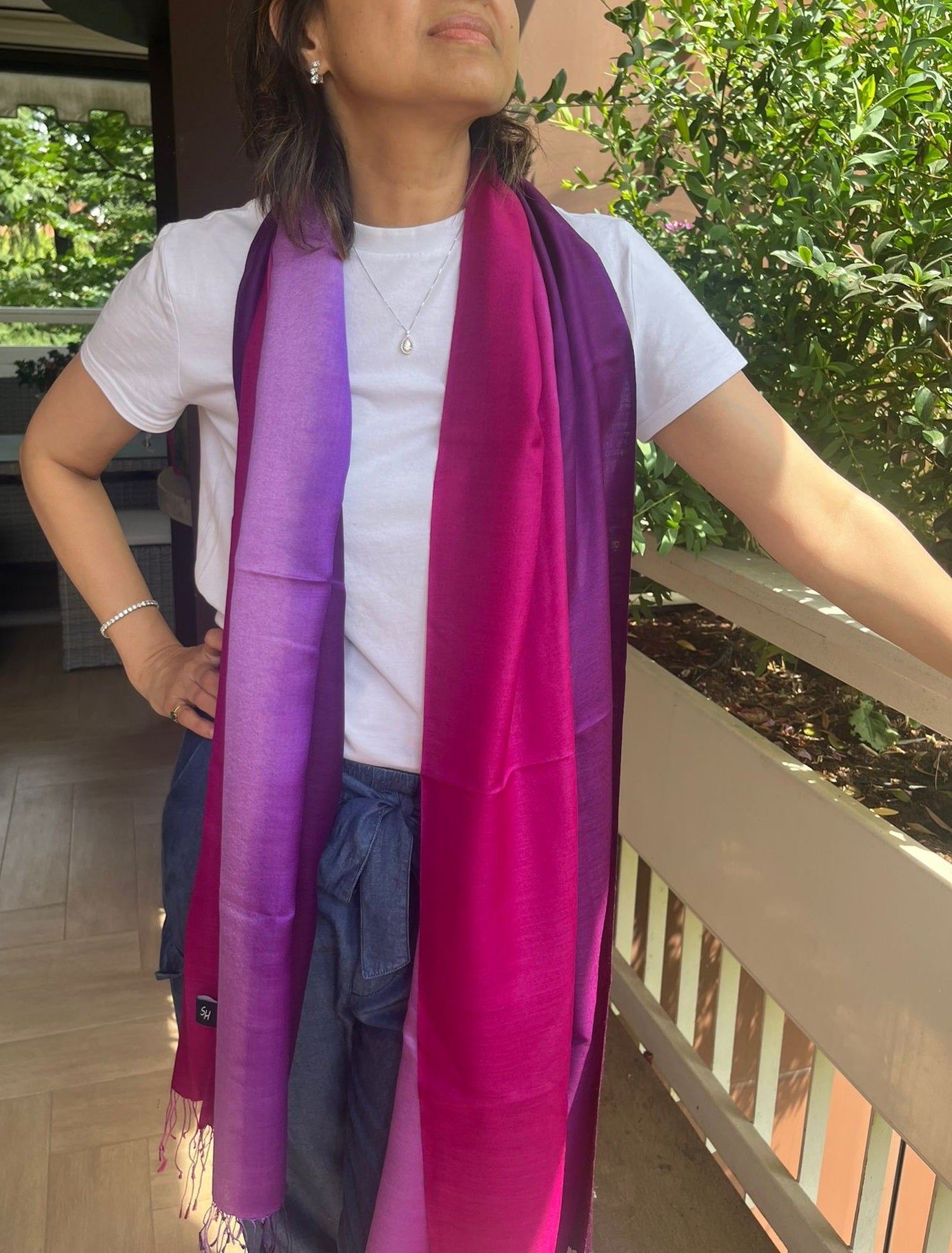 Beautiful 3 shades / colour Silk stole / scarf hand made perfect for all season . Very light and comfortable to carry