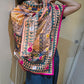 Handmade kantha dupatta shawl soft cotton hand embroidered figure and   floral work shawl/ foulard/scarf /stole for spring summer collection