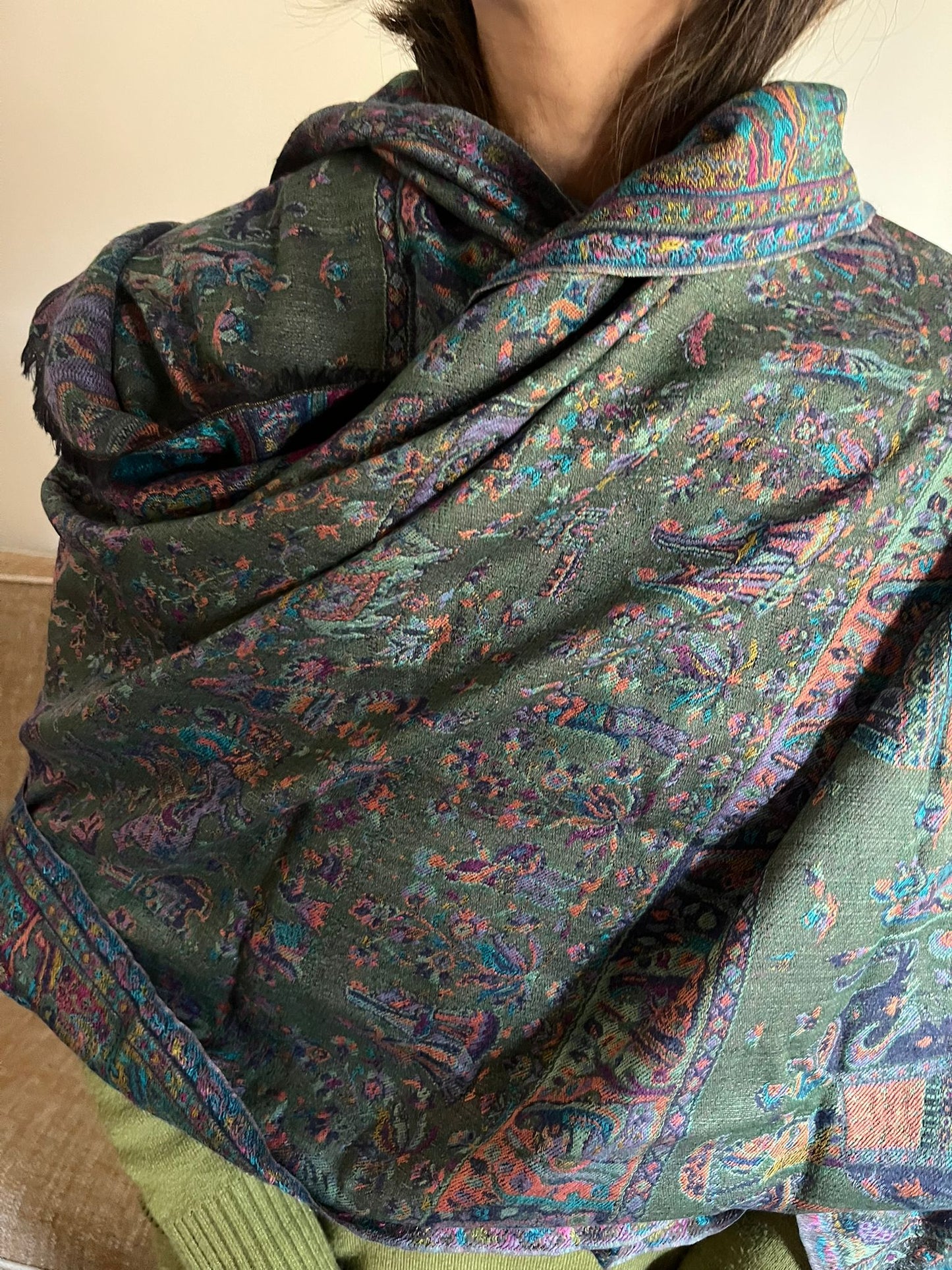 Rajhari Emerald Kani Wool Shawl