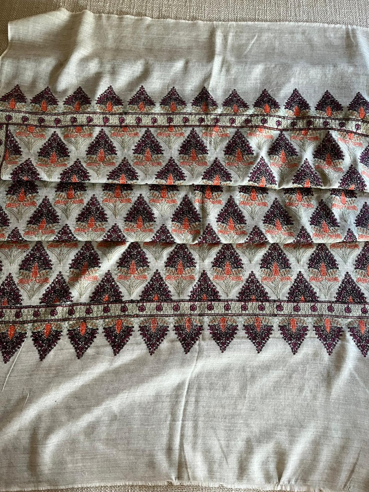 Handmade Kanni Weave Pashmina Shawl: Cashmere Wool Paisley Scarf