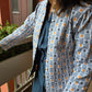 Indian Handmade Kantha Reversible Short Length  All Season Bohemian Jacket  in black and pink floral print.