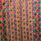 Handmade elegant Phulakari stole  beige and multicolour  with golden border from Punjab Phulkari thread work