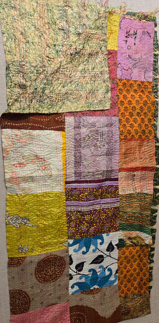 Unique beautiful handmade kantha mulberry silk Reversible stole