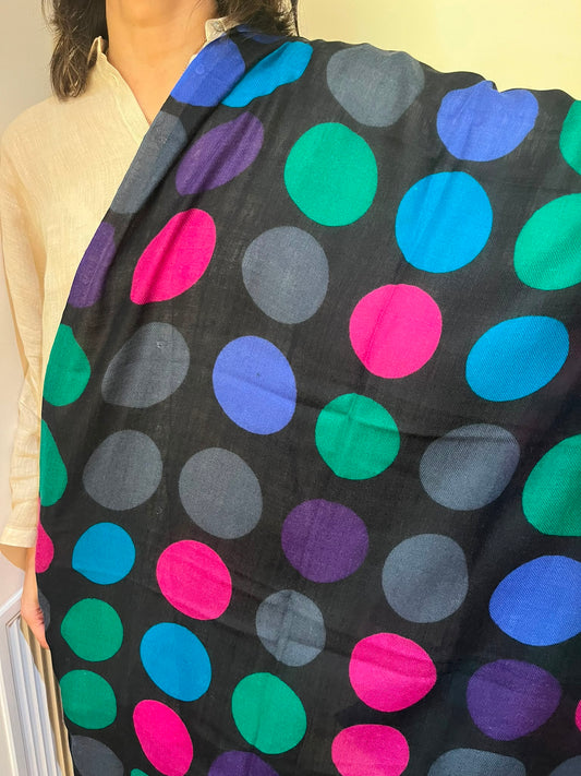 Hand painted Pashmina Wool dotted print Scarf/Shawl made by artisans