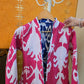 Indian Handmade Kantha Reversible Short Length  All Season Bohemian Jacket Ikkat print Pink/Blue