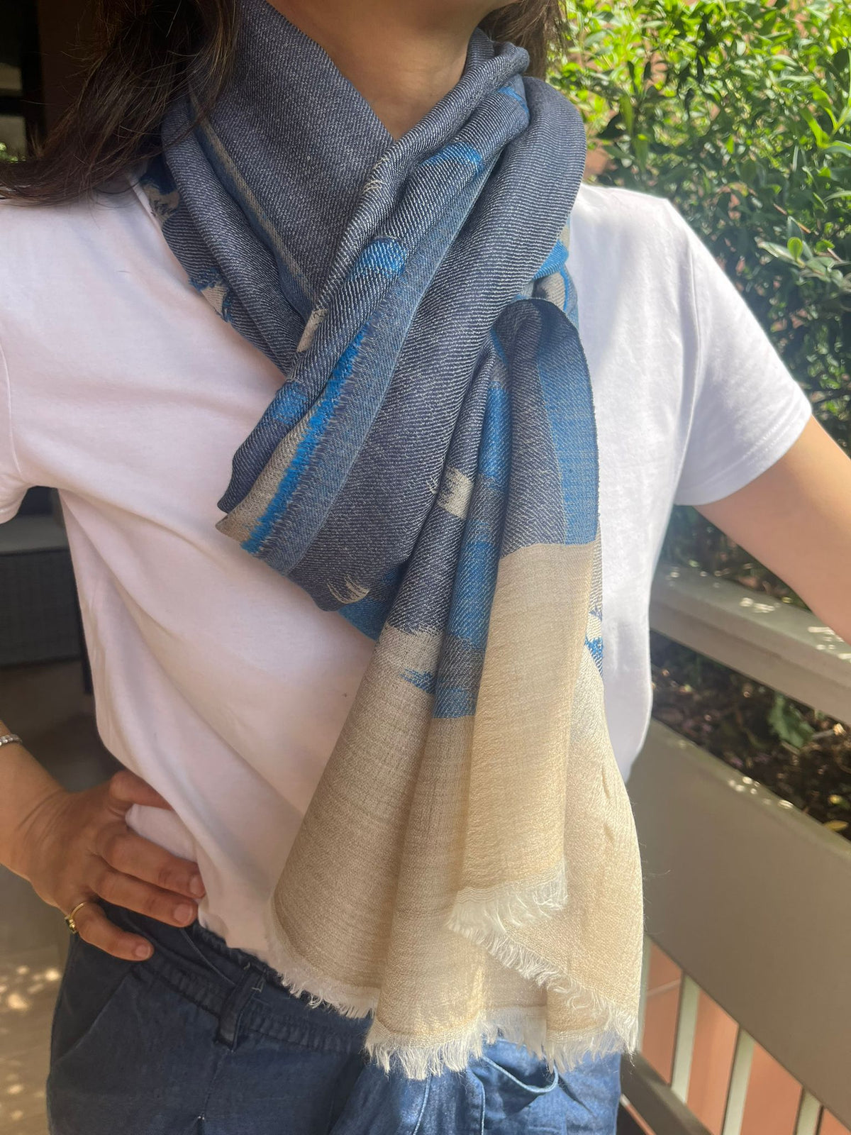 Indian artisan made ikkat design Pashmina Wool  Scarf/Shawl