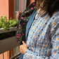 Indian Handmade Kantha Reversible Short Length  All Season Bohemian Jacket  in black and pink floral print.