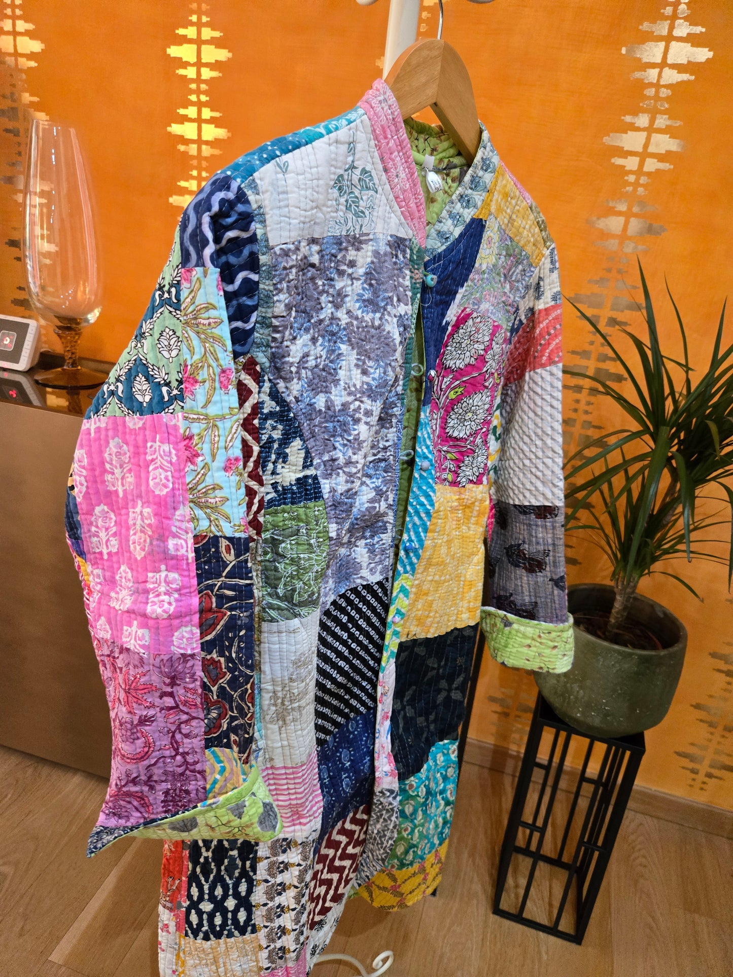 Handmade Green Kantha Long Jacket