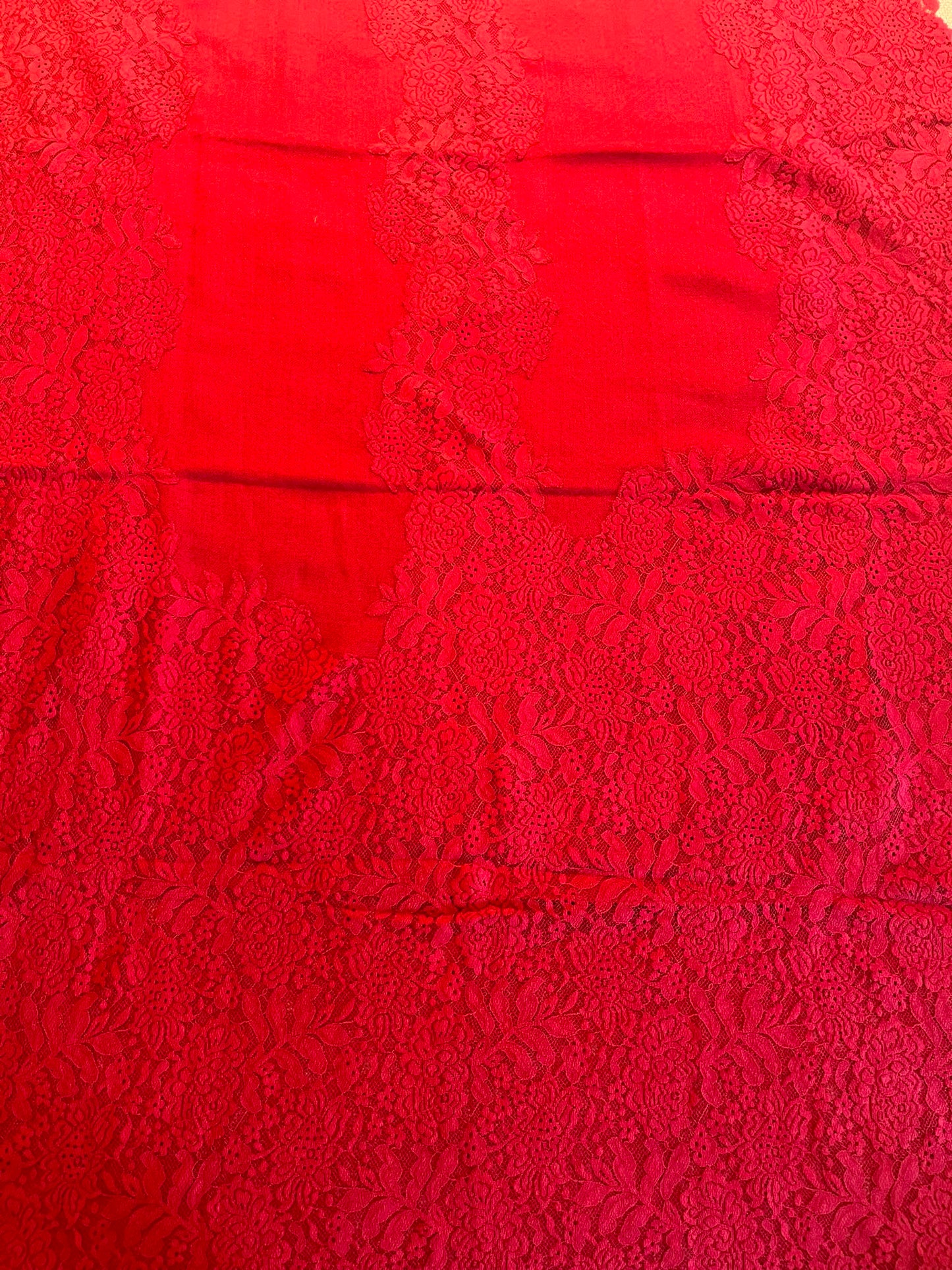 Handmade lace border Pashmina  Stole: Artisanmade Shawl /   Luxury Shawl