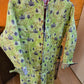 Indian Handmade Kantha Reversible long Length  All Season Bohemian Jacket  in light green  and rainbow colours