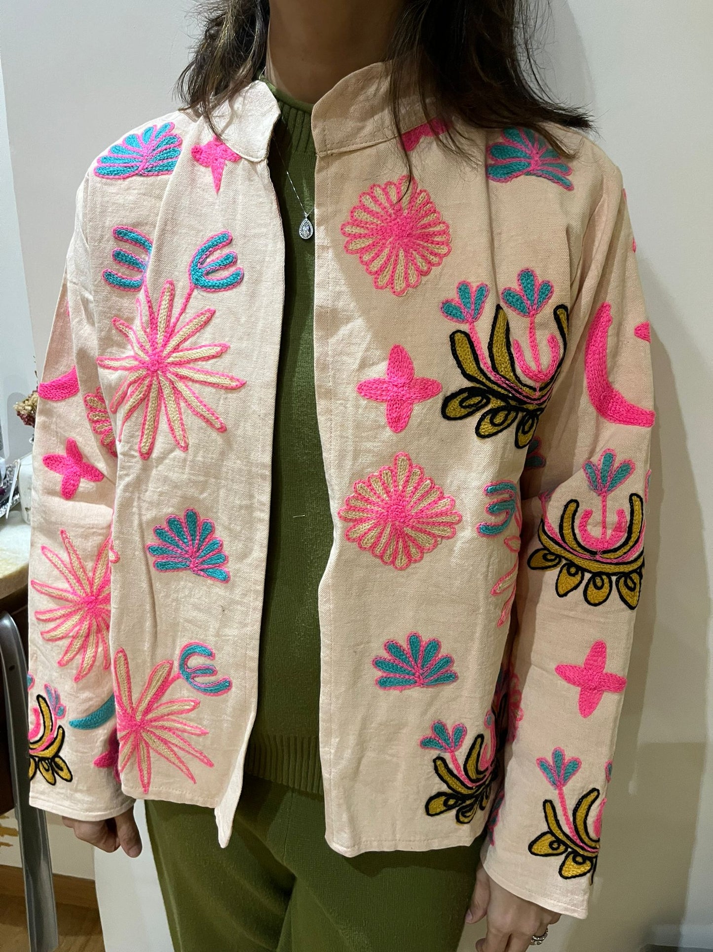 Rosé Garden Quilted Suzani Jacket