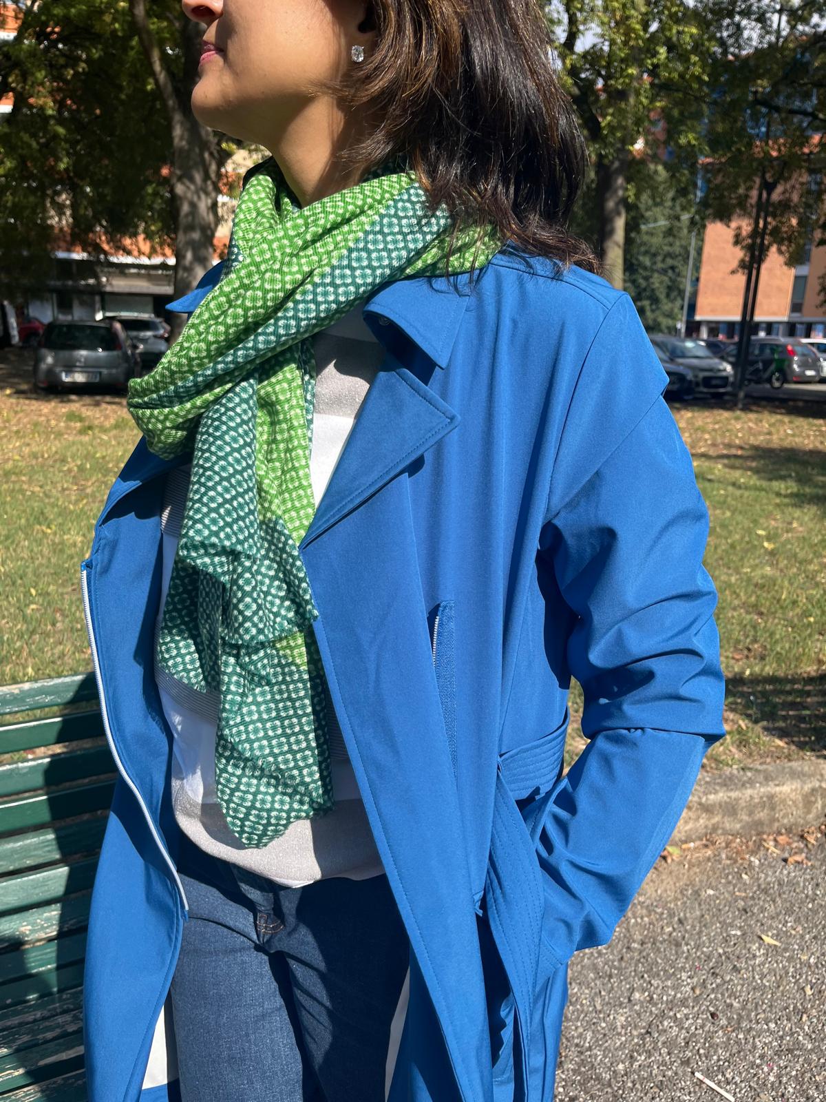 Soft semi Pashmina Wool  printed  Scarf/Semi Pashmina Printed Shawl in Vibrant Leaf Green | Soft Wool Check Print Scarf for Women made by artisans