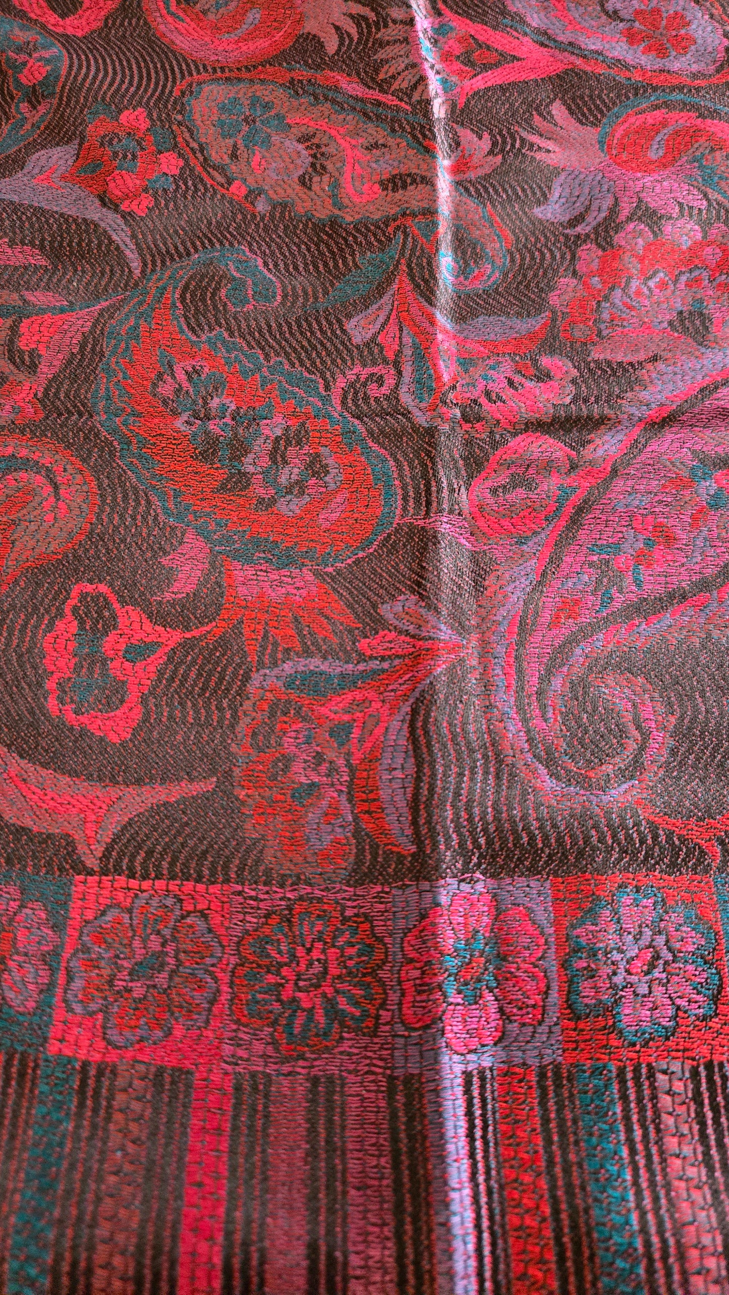 Beautiful multicoloured  self weaves Silk stole / scarf perfect for all season . Very light and comfortable to carry