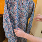 Indian Handmade Kantha Reversible long Length  All Season Bohemian Jacket  in blue  and rainbow colours floral print jacket