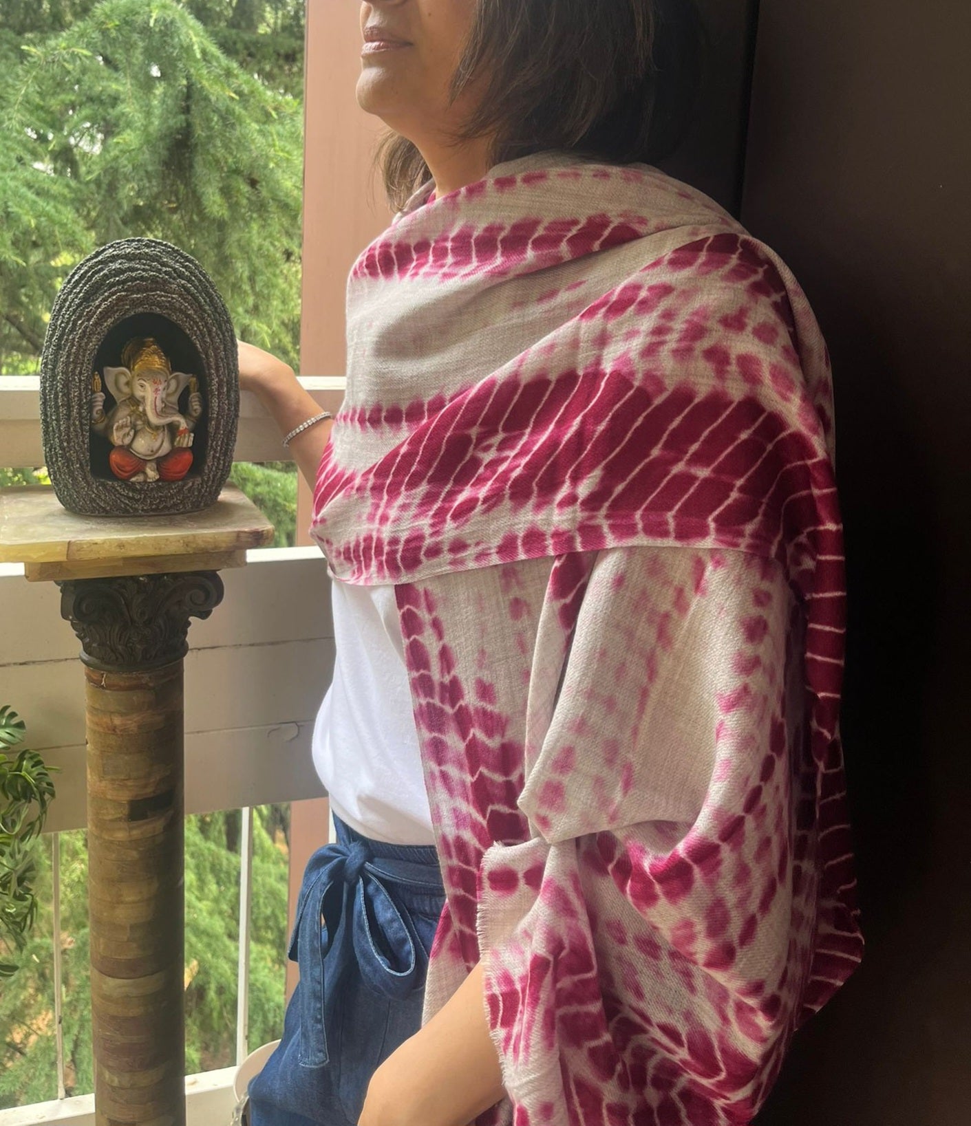 The Shibori Loom: Fine Pashmina Hand-Dyed Geometric Stole