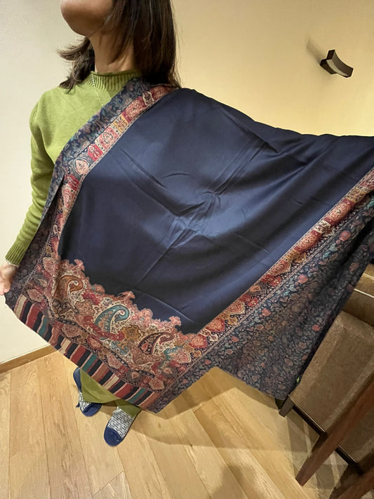 Handmade Kanni Weave Pashmina Shawl: Cashmere Wool Paisley Scarf