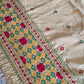 Handmade elegant Phulakari dupatta in beige colour thread work in pure cotton base traditionally made by rural Indian women of Punjab India