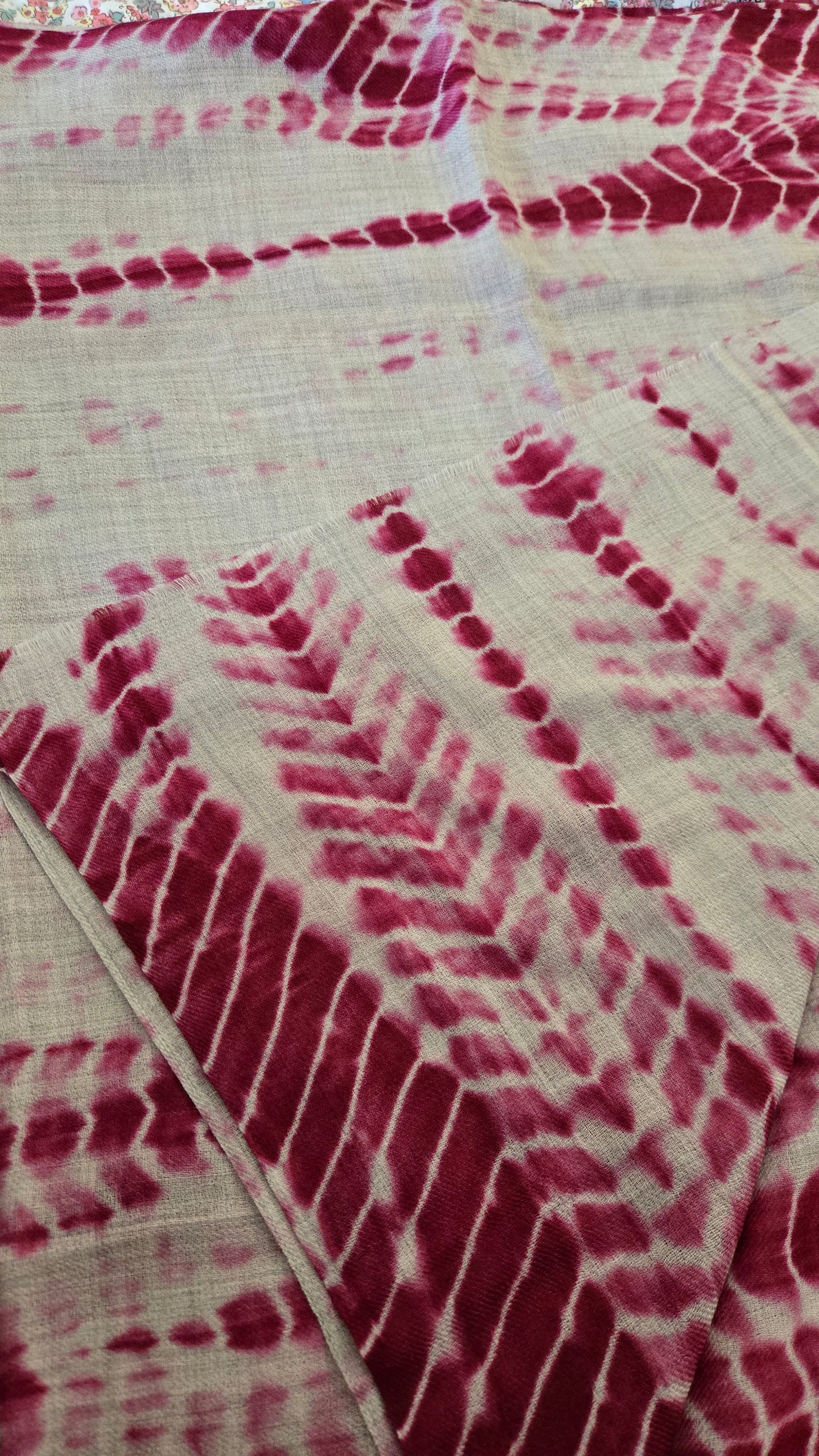 Hand painted  wine color tie and dye Pashmina Wool  Scarf/Shawl made by artisans