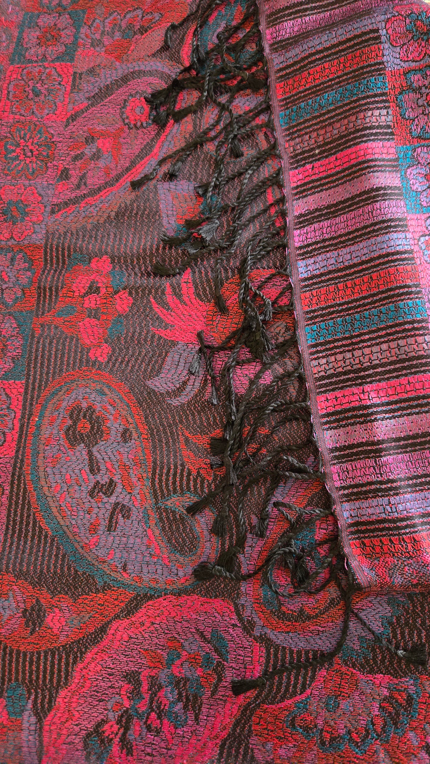 Beautiful multicoloured  self weaves Silk stole / scarf perfect for all season . Very light and comfortable to carry
