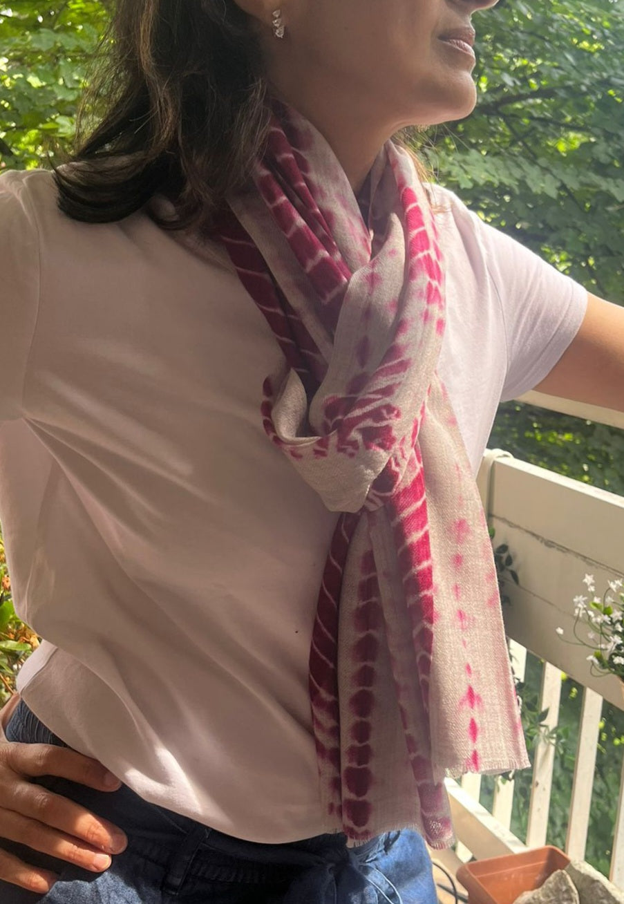 The Shibori Loom: Fine Pashmina Hand-Dyed Geometric Stole