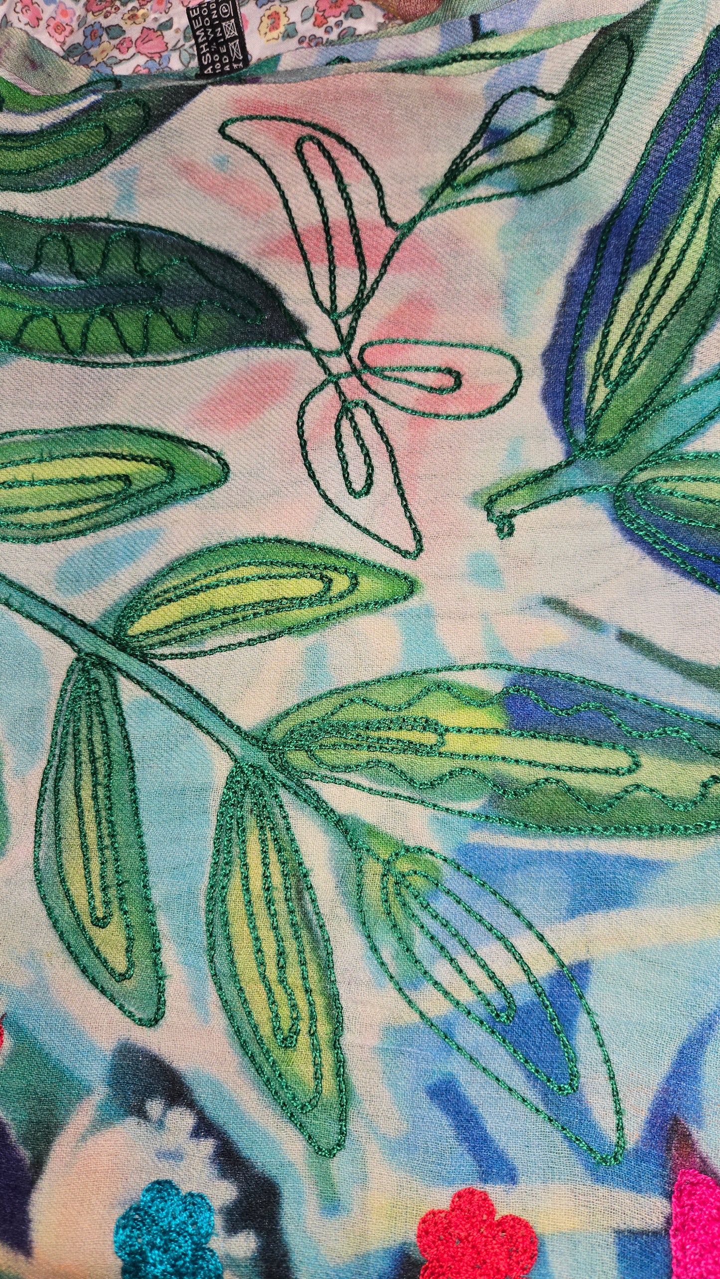 Pashmina  Wool Shawl Hand painted Embroidered Kashmir | Folk ArtWrap | Wedding Gift Heirloom Textile