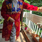 Red Cotton bandhej and patchwork Shrug with hand Embroidery, Long Embroidered  fusion wear for Women