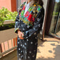 Black Cotton bandhej and patchwork Shrug with hand Embroidery, Long Embroidered  fusion wear for Women