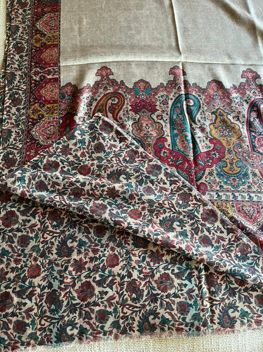Handmade Kanni Weave Pashmina Shawl: Cashmere Wool Paisley Scarf