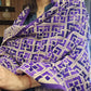 Handmade elegant Phulakari dupatta in purple colour thread work in pure cotton base traditionally made by rural Indian women of Punjab India
