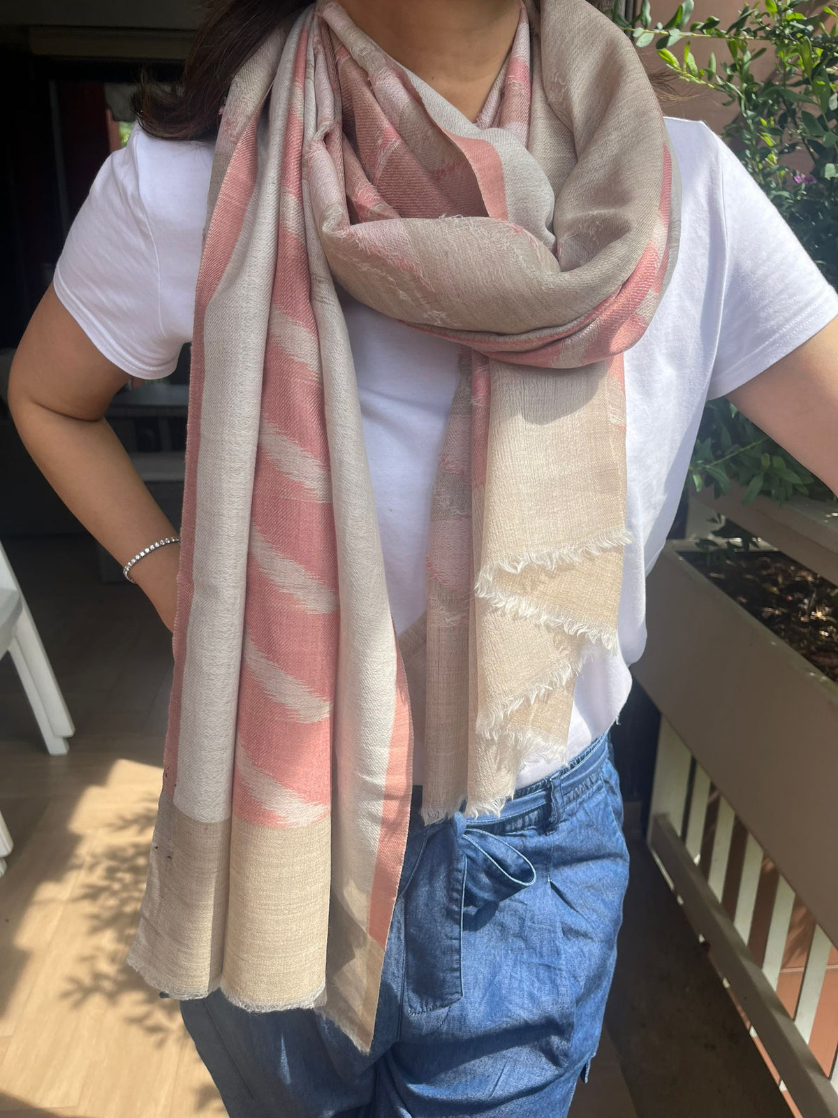The Rose Loom: Fine Pashmina Silk-Blend Ikat Scarf