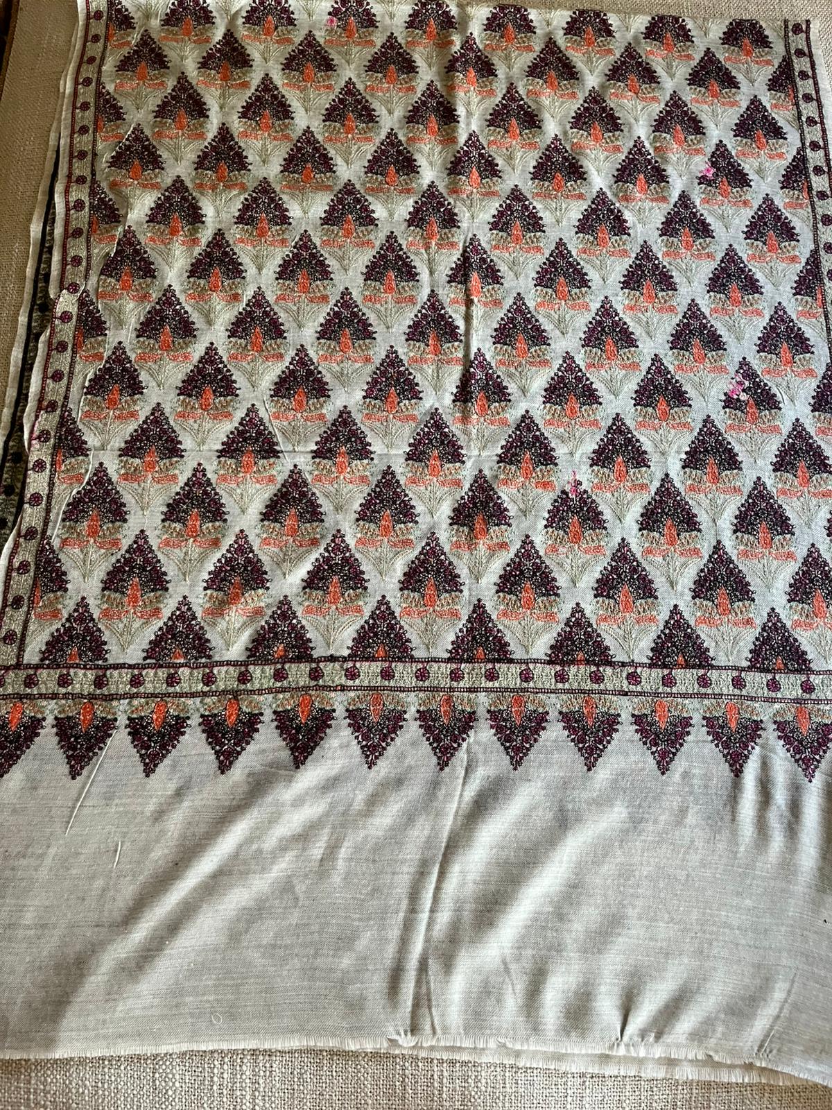 Handmade Kanni Weave Pashmina Shawl: Cashmere Wool Paisley Scarf