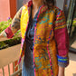 Indian Handmade Kantha Reversible Short Length  All Season Bohemian Jacket multicolour suitable in summer