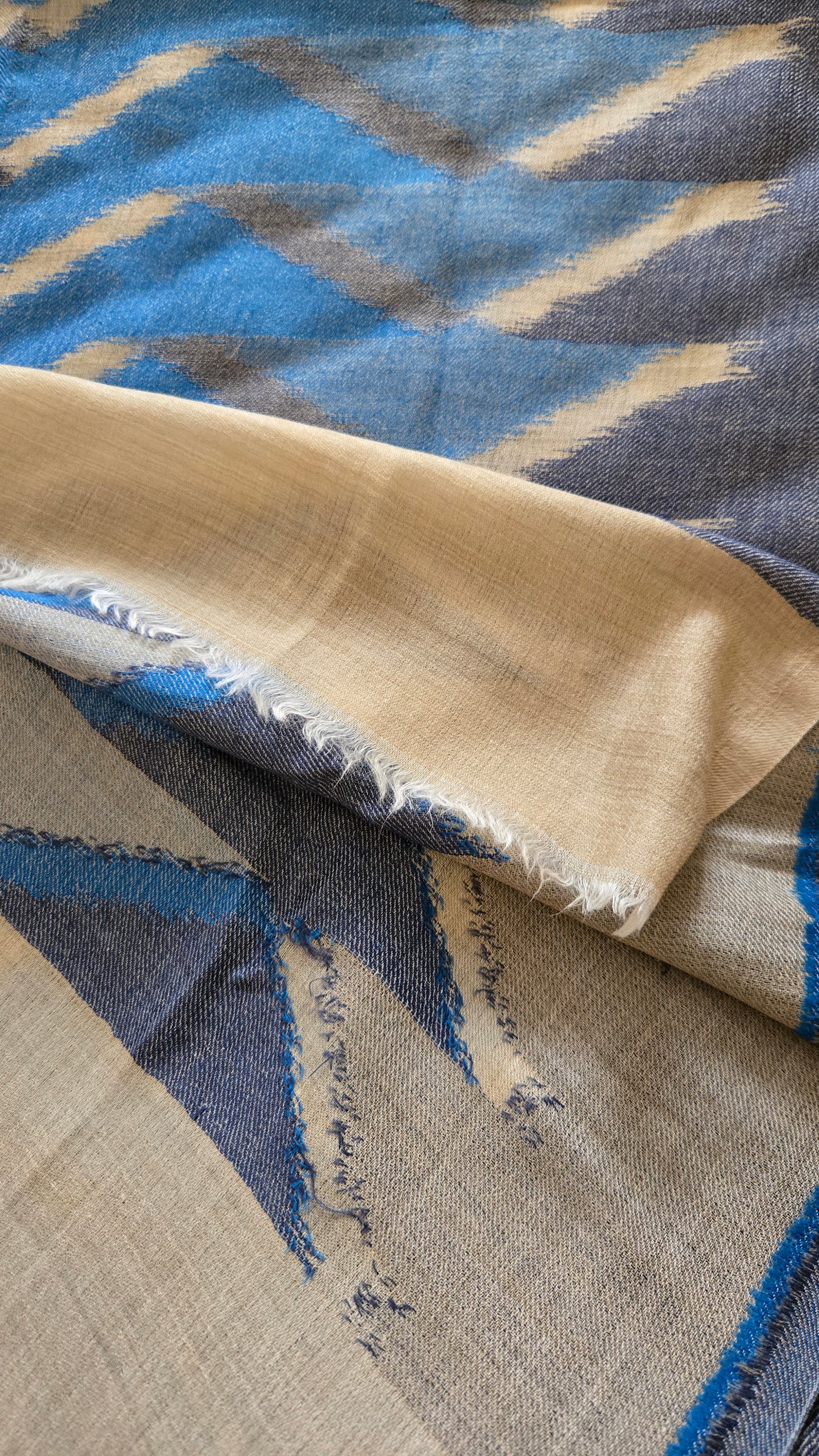 Indian artisan made ikkat design Pashmina Wool  Scarf/Shawl