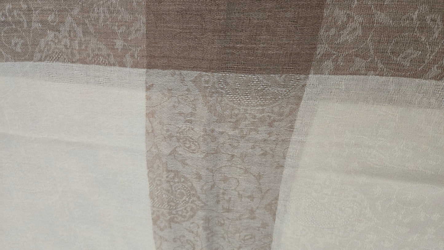 Hand Finished Woven Scarf: cream / panna  Kanni  Pashmina Feel, soft and light