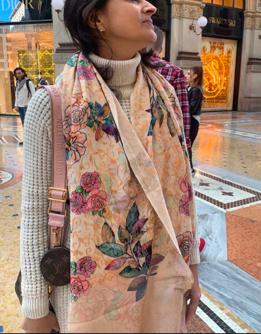 Handmade shawl pashmina women shawl enriched with art of Indian handpainted  embroidery/soft cashmere scarf perfect gift for your loved ones